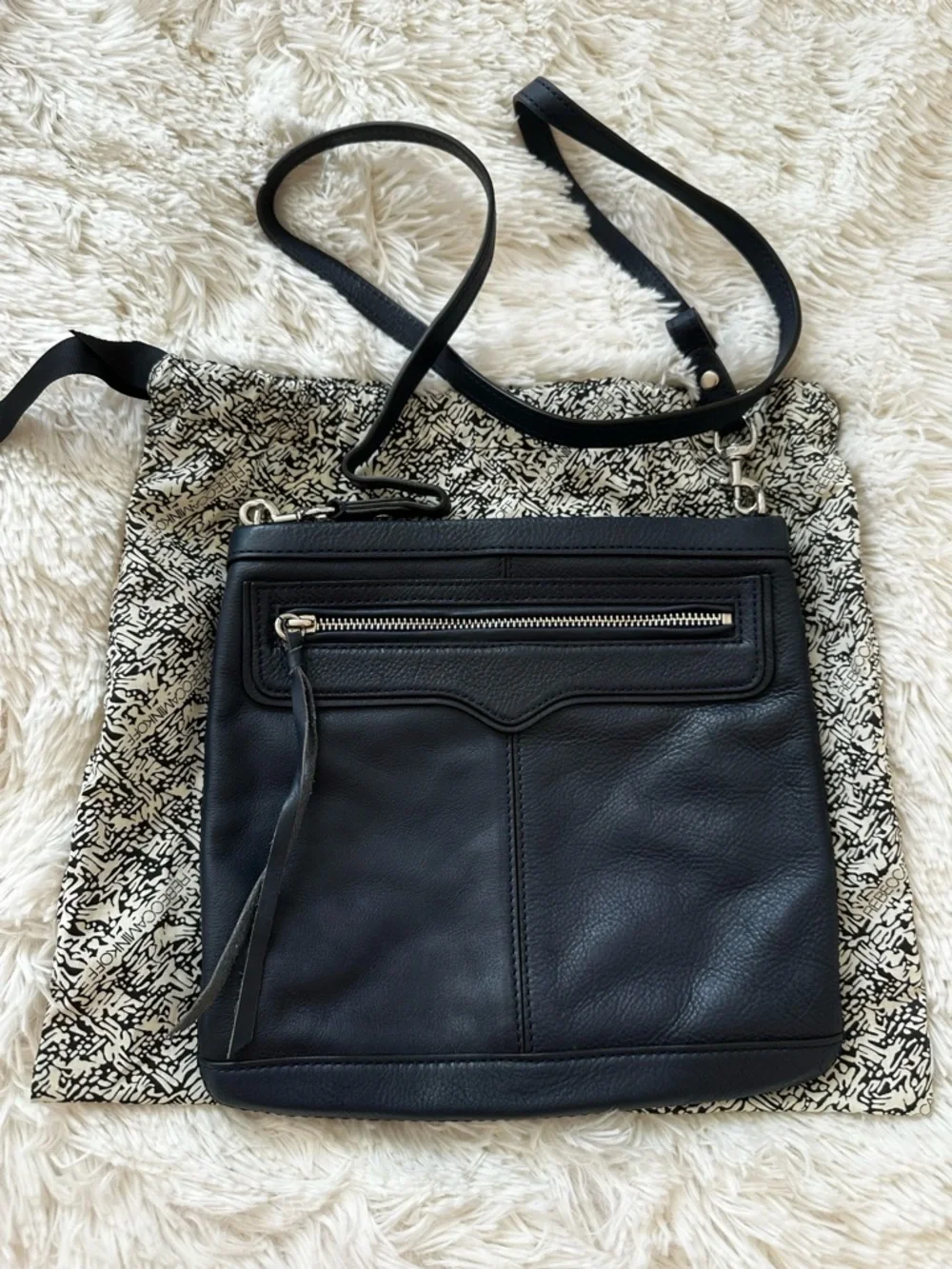 REBECCA MINKOFF Sapphire Blue Leather Crossbody Shoulder Bag Dust